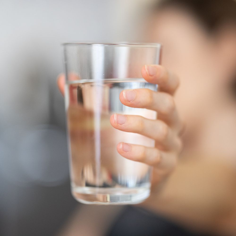 glass of treated water